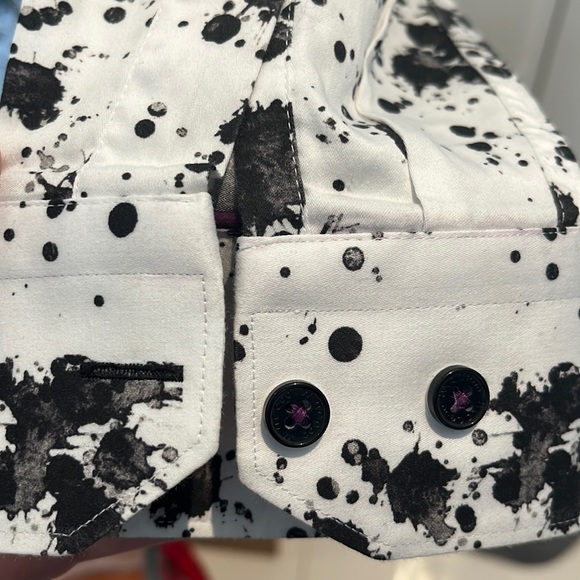 Black and White Splatter Button Up Dress Shirt - Picture 4 of 4